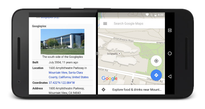 Android N pantalla dividida