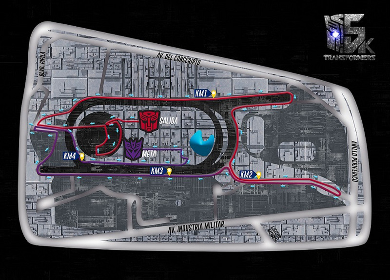 Carrera nocturna Transformers mapa