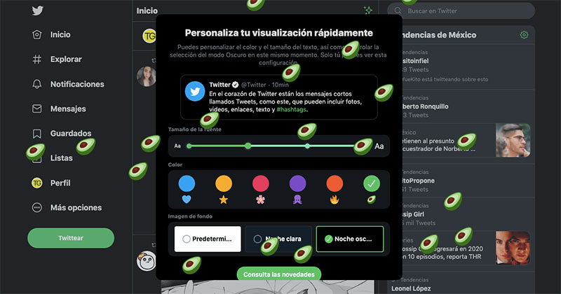 Twitter pantalla 2019