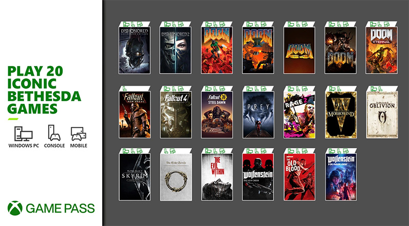 Bethesda 20 juegos Xbox Game Pass