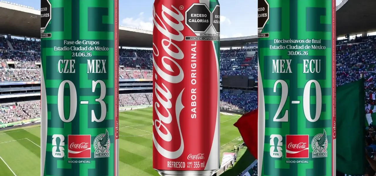 Latas Coca-Cola triunfos México Chequia y Ecuador