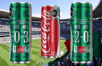 Latas de Coca-Cola con los triunfos de México en la Copa Mundial 2026 Latas Coca-Cola triunfos México Chequia y Ecuador