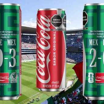 Latas de Coca-Cola con los triunfos de México en la Copa Mundial 2026 Latas Coca-Cola triunfos México Chequia y Ecuador