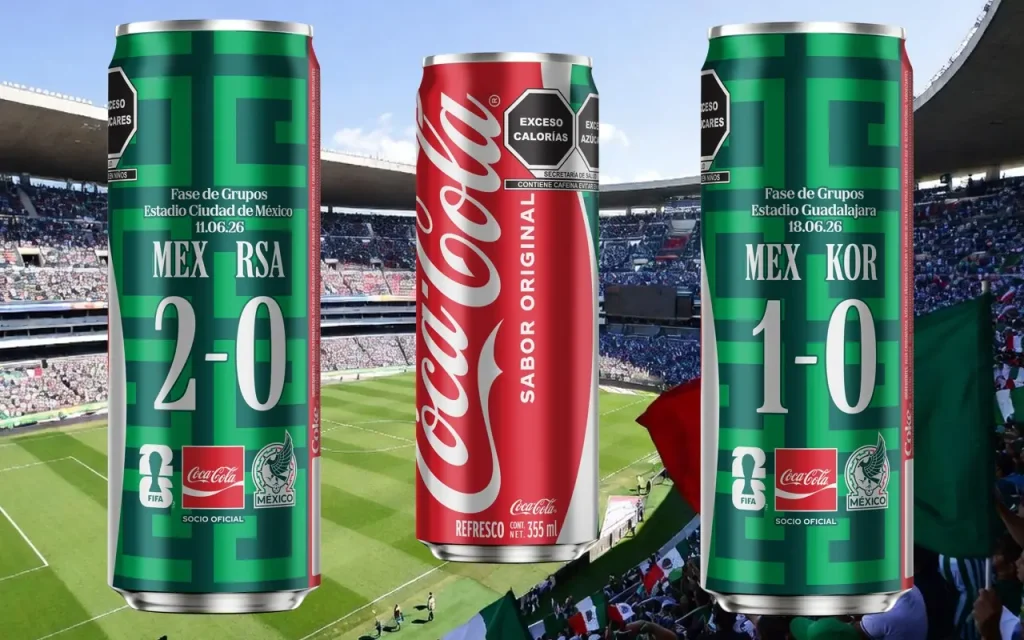 Latas Coca-Cola triunfos México Corea y Sudafrica