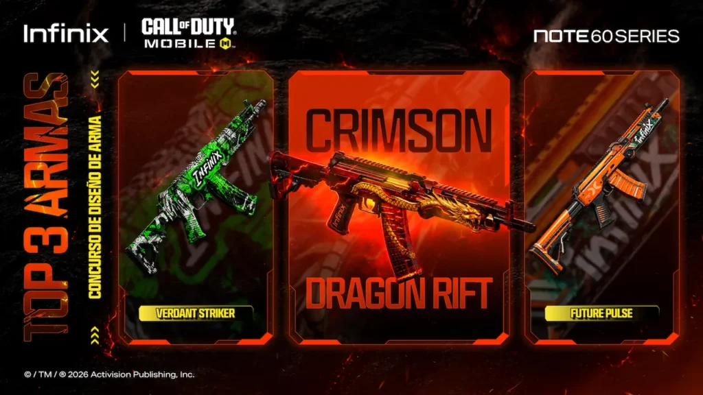 Crimson Dragon Rift skins Infinix x Call Of Duty Mobile